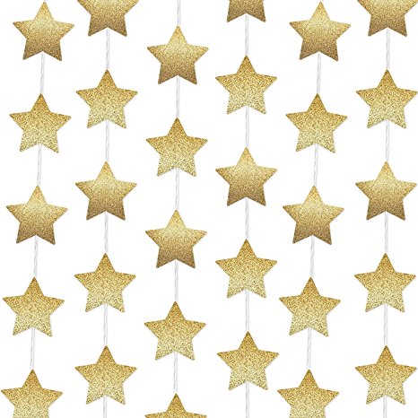 iLoveCos Gold Stars Decorations Party Garland for Birthday Party Baby Shower Christmas Decoartions, 80 inch of Each, 6 Piece