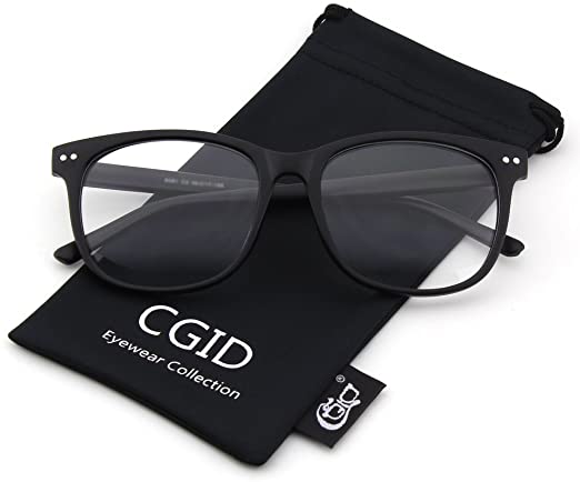 Happy Store CN81 Large Oversized Bold Frame UV 400 Clear Lens Horn Rimmed Glasses,Matte Black