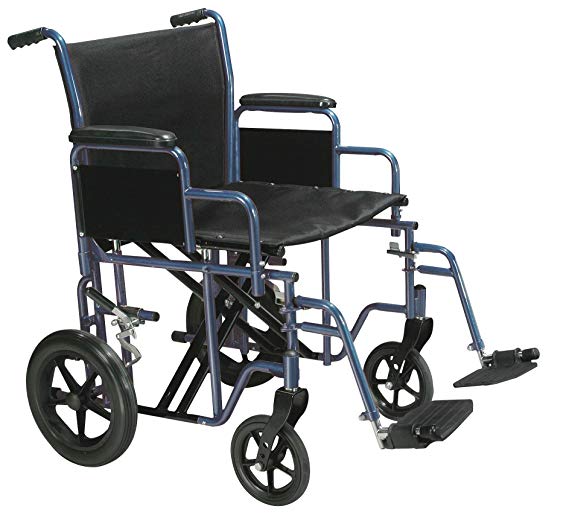 Drive Medical Bariatric Heavy Duty Transport Wheelchair with Swing-away Footrest, Blue, 20"