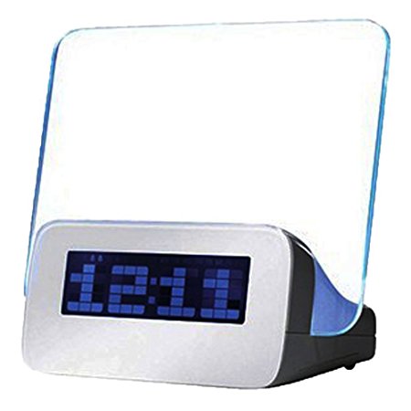 KLAREN Digital Alarm Clock 4 USB Clock Message Board Memo Board and Alarm Clock Blue