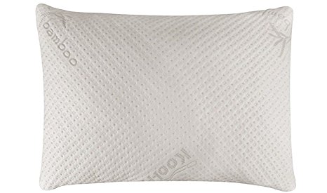 Snuggle-Pedic Ultra-Luxury Bamboo Shredded Memory Foam Pillow Combination With Kool-Flow Micro-Vented Covering - Queen