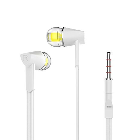 BYZ Wired Headphones Stereo Earphones in-Ear Earbuds Control Crystal Sound with Mic White