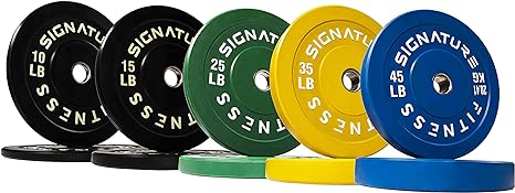 Signature Fitness 2" Olympic Bumper Plate Weight Plates with Steel Hub