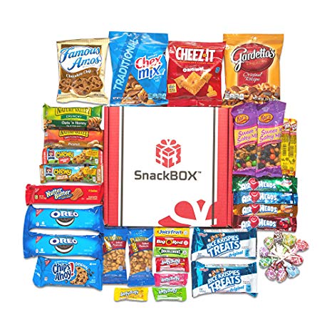 SnackBOX Care Package for College Students, Finals, Anniversary, Fathers Day Gifts and Back to School (45 Count) From
