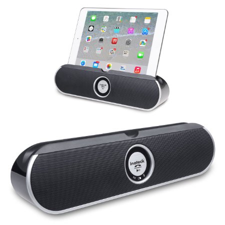 [With iPad/ iPhone Stand] Inateck 10W Portable Wireless Bluetooth Speaker with 3.5mm Audio Port for iPad, iPhone, Tablets PCs, Viewing Cradle for Tablets Smartphones