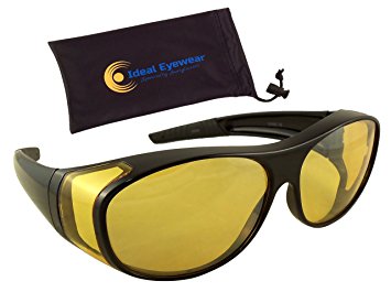 Night Driving Wear Over Glasses by Ideal Eyewear - Yellow Lens Fit Over Glasses