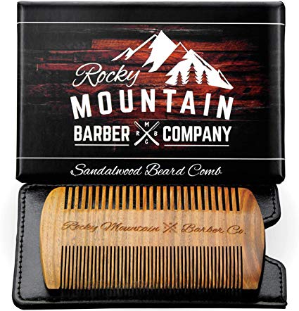 Beard Comb - Natural Sandal Wood for Hair with Scented Fragrance Smell with Anti-Static & No Snag, Handmade Fine/Medium Tooth Brush Best for Beard & Moustache Packaged in Premium Giftbox