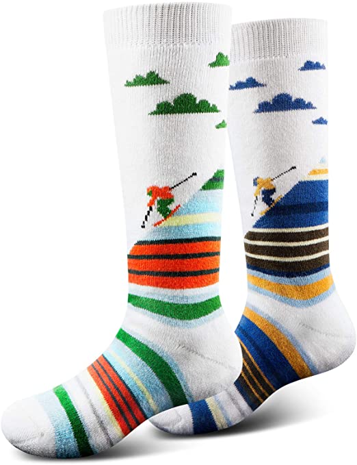 Ski Socks Kids Winter Warm Thermal Snow Socks, Skiing Snowboarding Skating for Toddler Boys and Girls (2 Pairs or 3 Pairs)