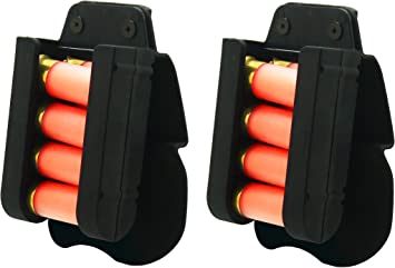 Ultimate Arms Gear Black 2 Pack of 4-Round Shotgun Ammo Shot Shell Cartridge Hunting Carrier Competition Tension Holder Holster Belt Paddle Fits 12 GA Gauge, Universal