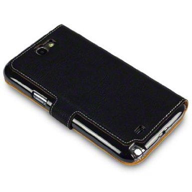 Black Low Profile PU leather Wallet Case Compatible with Samsung Galaxy Note 2 by Covert