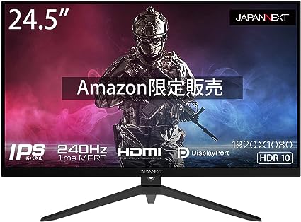 【Amazon.co.jp限定】JAPANNEXT 24.5型IPS フルHDパネル搭載240Hz対応ゲーミングモニター JN-I245FR240 HDMI DP