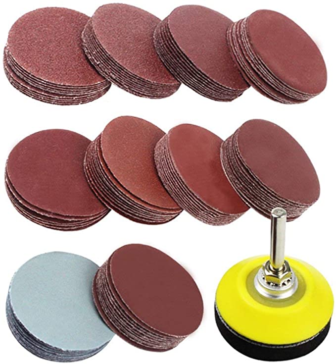 SODIAL 2 inch 100PCS Sanding Discs Pad Kit for Drill Grinder Rotary Tools with Backer Plate 1/4inch Shank Includes 80-3000 Grit Sandpapers