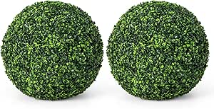 Goplus 2 PCS 19 Inch Artificial Plant Topiary Ball, Round Faux Boxwood Balls Outdoor, Garden Spheres Decorative for Front Door, Porch, Backyard, Balcony, Patio, Wedding and Home Décor