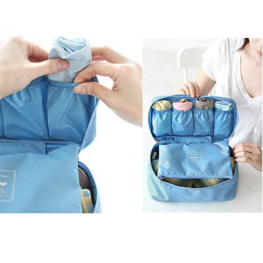 vanki 1 pc Portable Travel Drawer Dividers Closet Organizers Bra Underwear Storage Bag,Sky Blue