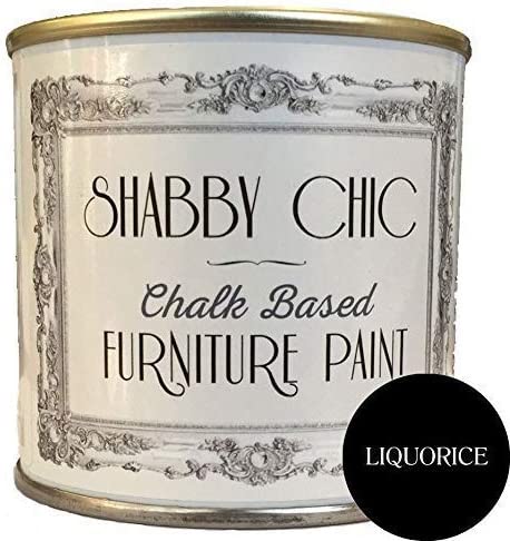Shabby Chic Chalk Based Furniture Paint - Black Liquorice 250ml - Chalked, Use on Wood, Stone, Brick, Metal , Plaster or Plastic, No Primer Needed, Made in the UK