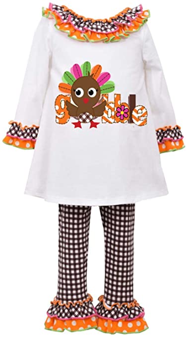 Bonnie Jean Infant Girls Thanksgiving Turkey Gobble Shirt & Leggings Set 18m Ivory