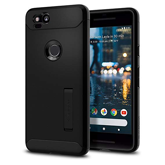 Google Pixel 2 Case, Spigen [Slim Armor] [Black] Air Cushion Technology and Hybrid Drop Protection Phone Case Cover for Pixel 2 (2017) - Black - F16CS22250