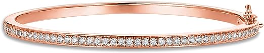 PAVOI 14K Gold Plated Cubic Zirconia Bangle Classic Tennis Bracelet | Gold Bracelets for Women