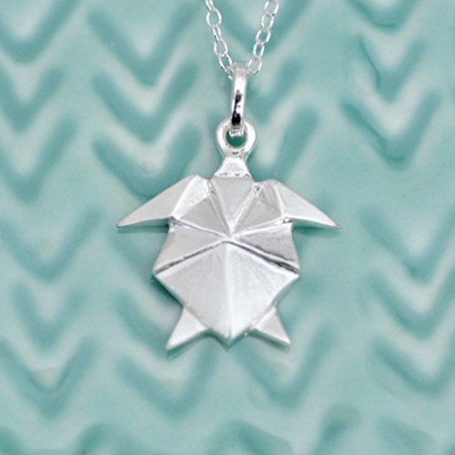 Origami Turtle Necklace in Sterling Silver with 16 Inch Chain - Jamber Jewels