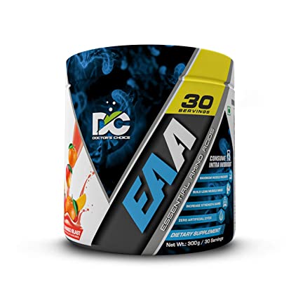 Doctor's Choice EAA (Essential Amino Acids) BCAA for Intra-Workout/Post Workout 300grams (Orange Mango- 30 Servings), Powder