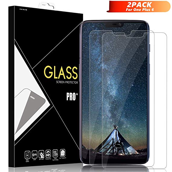 Yersan OnePlus 6 Screen Protector Glass [2 Pack], Full Coverage HD Tempered Glass Anti-Scratch Bubble-Free Screen Protector for OnePlus 6