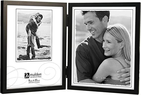 Malden International Designs Black Concept Wood Picture Frame, Double Vertical, 2-8x10, Black