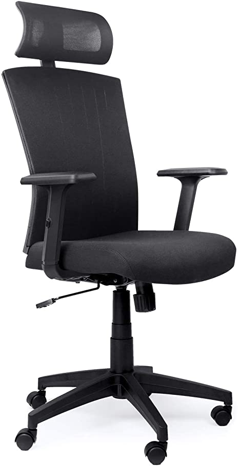 Ergonomic Office Chair|Komene Computer Desk Chairs with Adjustable Headrest,Armrests, Seat Height, Reclines|Thick Seat Cushion|High Back with Breathable Mesh|Swivel Executive Task Chair|Black (51'')