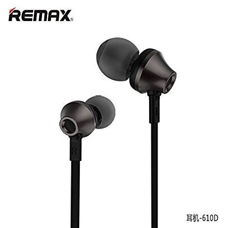 REMAX 610D High Performance Earphones WithHigh Tensile Resistance Headsets Wiht Microphone,3.5mm Jack Earbuds for iOS,Android/Black