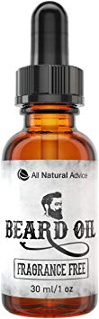 All Natural Advice Beard Oil for Men 30ml - Organic Leave in Conditioner for Beard & Mustache – Grooming Oil to Soften & Moisturize Facial Hair w/ 9 Nutrient Rich Oils – Fragrance Free Scent