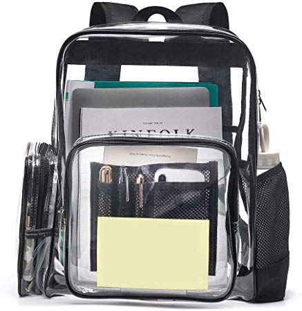 Clear Backpack, iSPECLE Durable School Backpack with Laptop Compartment Clear Backpack Stadium Approved with Reinforced Padded Straps Large Size Transparent Bag for School, Work, Security