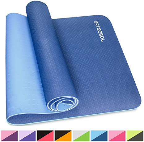 Exercise Mat arteesol 1/4-Inch Thick Large Yoga Mat Non-Slip Eco Friendly Fitness Mat with Carry Strap Premium for Pilates Fitness Workout Gymnastics 72'' x 24'' (183 cm x 61 cm x 6 mm)