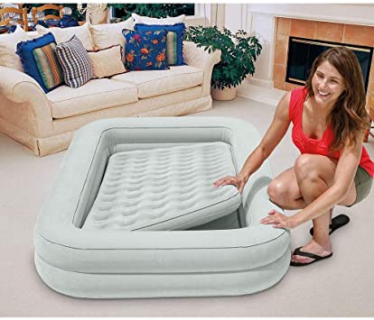 Intex Kidz Inflatable Raised Frame Camping Air Mattress w/Hand Pump (2 Pack)