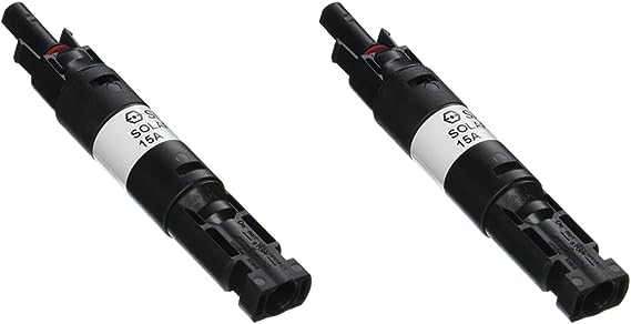 Renogy 15A Male and Female Connector Waterproof in-Line Fuse Holder w/Fuse, Black (Pack of 2)