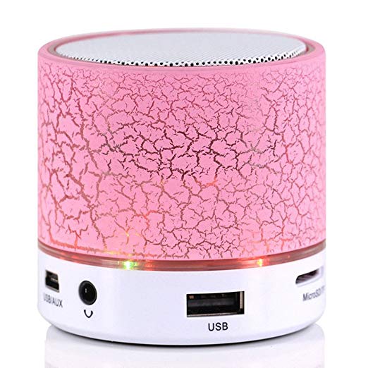 ANRANK BS63570AK Super Bass Mini Portable Bluetooth Wireless Speaker with LED and Build-in Mic Support AUX TF iPhone Samsung Smartphone PC Tablet (Pink)