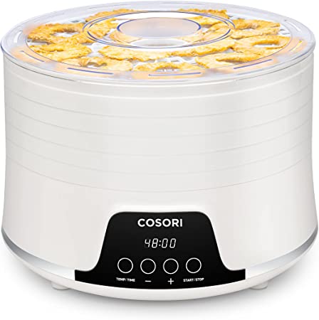 COSORI Food Dehydrator, with Timer and Temperature Control, Dryer Machine for Meat Fruit Beef Jerky Herb Dog Treats, Overheat Protection, CFD-N051-W