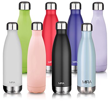MIRA 17 Oz Stainless Steel Vacuum Insulated Water Bottle | Leak-proof Double Walled Cola Shape Bottle | Keeps Drinks Cold for 24 hours & Hot for 12 hours | 17 Oz (500 ml)