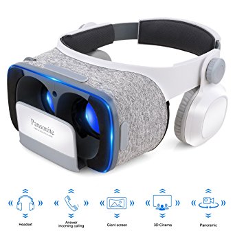 Pansonite 3D VR Glasses Virtual Reality Headset- More Comfortable and Lighter For VR Games and 3D Movie with Adjustable Focal and Pupil Distance, Fit For IOS / Android Smartphones