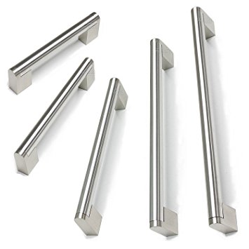 20 pack 128mm(5inch) Hole Centers Diameter 14mm Stainless Steel Boss Bar Kitchen Cabinet Door Handles and Pulls Cabinet Knobs Length 166mm(6.6inch) Brushed Nickel