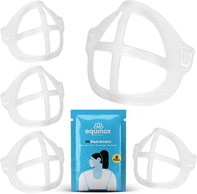 Equinox 3D Mask Bracket (5 Piece) - Face Mask Inner Support Frame - Comfortable Breathing - Lipstick Protector - Face Mask Accessories - Perfect Silicone Breathing Bracket for Masks