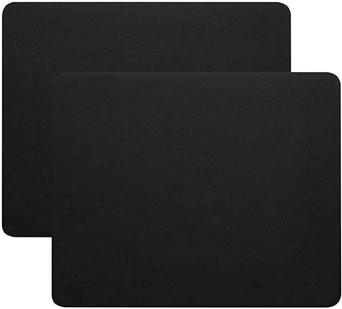 Mouse Pad Standard Size 9.4×7.8×0.12 Inch Computer Mouse Pad with Neoprene Backing and Jersey Surface, Black 2 Pack