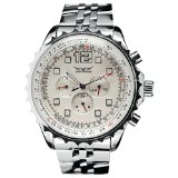 Gute Multifunction Silver Wrist Watch 6 Hands Automatic Mechanical Hand-wind Watch White Dial for Men