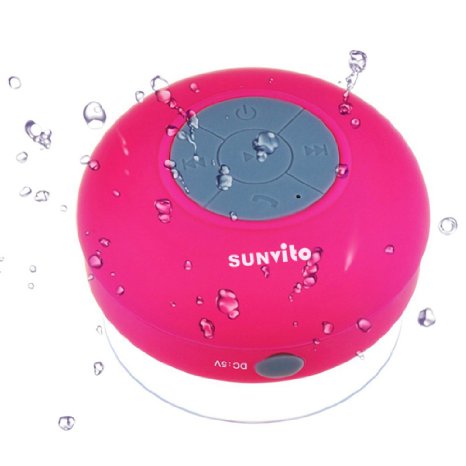 Sunvito Portable Wireless Bluetooth 3.0 Speaker with Built-in Microphone and Rechargeable battery, Hands-free for Calls--Red