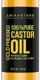 Aria Starr Castor Oil Cold Pressed - 16 FL OZ - BEST 100 Pure Hair Oil For Hair Growth Face Skin Moisturizer Scalp Thicker Eyebrows And Eyelashes