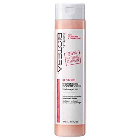 Biotera Natural Origin Restore Strengthening Conditioner, with Goji Berry and Chia Extract/Free from SLS/Up to 97% Natural Origin SLES Sulfates, Silicones, Parabens, Dyes and Gluten, 10.1-Ounce