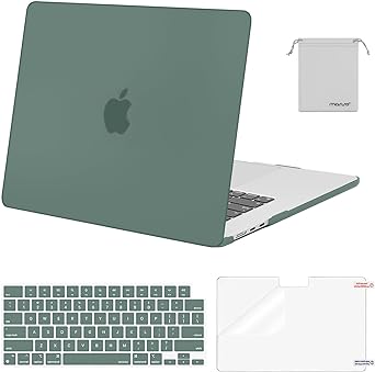 MOSISO Compatible with MacBook Air 15 inch Case 2023 Release A2941 M2 Chip with Liquid Retina Display Touch ID, Plastic Hard Shell&Keyboard Cover&Screen Protector&Storage Bag, Emerald Green