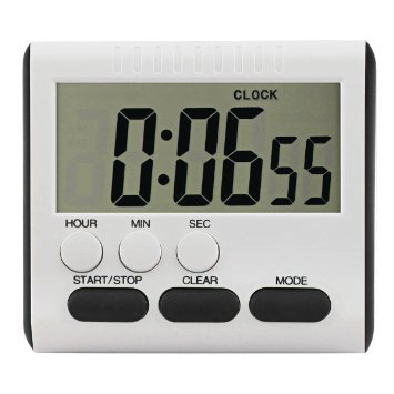 EVELTEK Digital Kitchen Alarm TimerClocklarge LCD displayloud sounding alarmCountdown or CountUp for CookingSchool Games black key