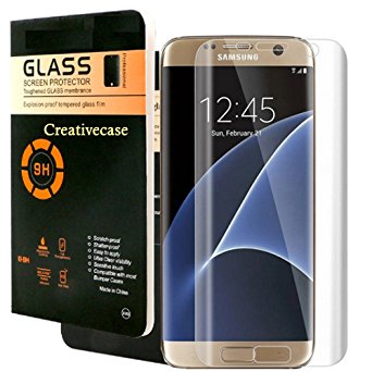 Galaxy S7 Edge Screen Protector,S7 Edge Tempered Glass,Creativecase [No-Bubble][9H Hardness][HD Clear] Tempered Glass Screen Protector for Samsung Galaxy S7 Edge