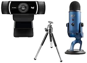 Logitech C922 Pro Stream Webcam, Full HD 1080p Streaming with Tripod (Black)   Blue Microphones Yeti USB Microphone for PC and Mac