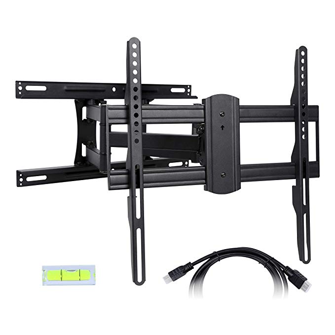 DYNAVISTA Full Motion Tilting TV Wall Mount Bracket with Articulating Swivel Stable Dual Arm, Fits 37 to 65 Inch TVs and Monitors, up to VESA 400 x 400 Compatible, 99 Lbs Capacity with HDMI Cable