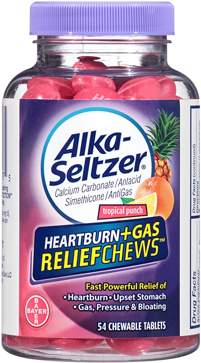 Alka-Seltzer Heartburn Plus Gas Relief Chews, Tropical Punch, 54 Count